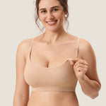 Women's Ribbed Scoop Nursing Bralette Beige 2