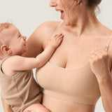 Women's Ribbed Scoop Nursing Bralette Beige 2