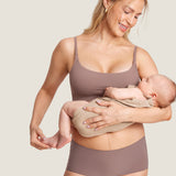 Women's Ribbed Scoop Nursing Bralette Warm Beige