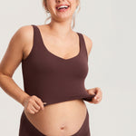 Women's V Neck Nursing Crop Tank Top Grey Sage