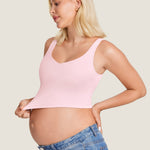 Women's V Neck Nursing Crop Tank Top Taupe