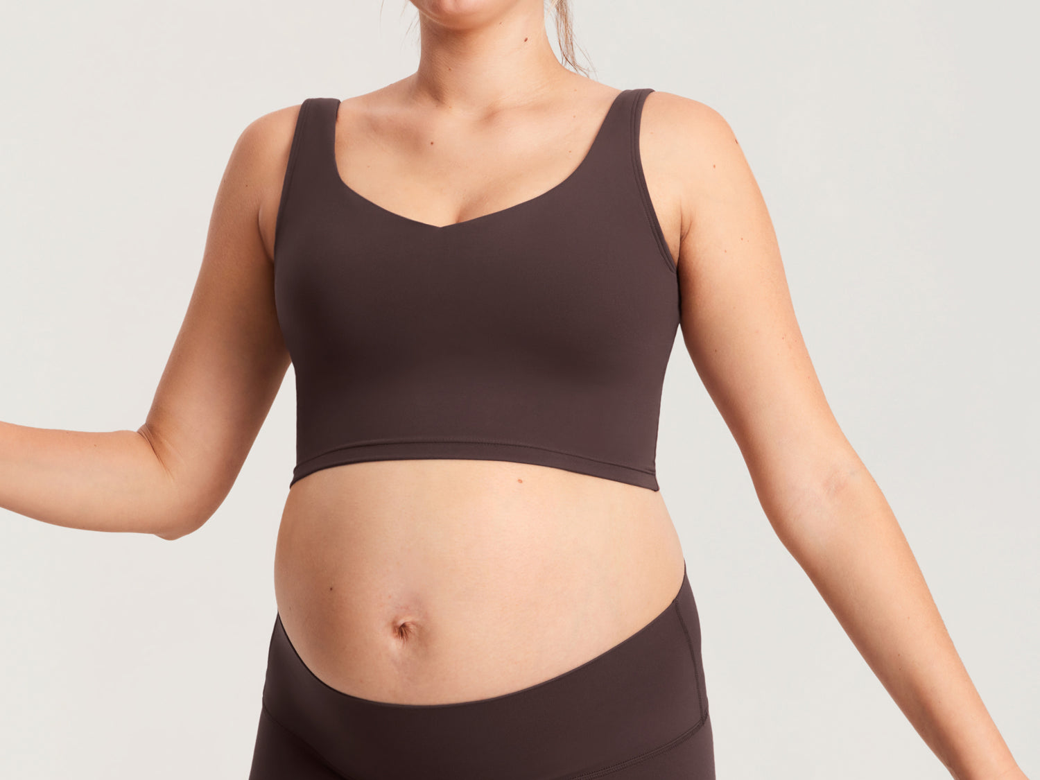 Women's V Neck Nursing Crop Tank Top Mojave Tan