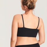 Women's Ribbed V Neck Nursing Bralette Black @model_info:MOM2