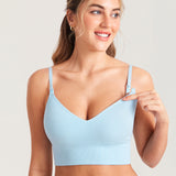 Women's Ribbed V Neck Nursing Bralette Light Glacier @model_info:MOM1