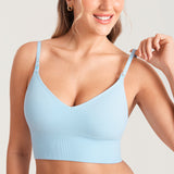 Women's Ribbed V Neck Nursing Bralette Light Glacier @model_info:MOM3