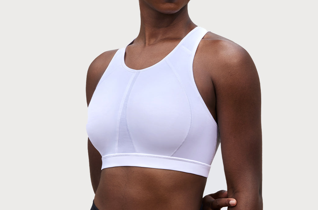 Women's High Neck Racerback Sports Bra White 2