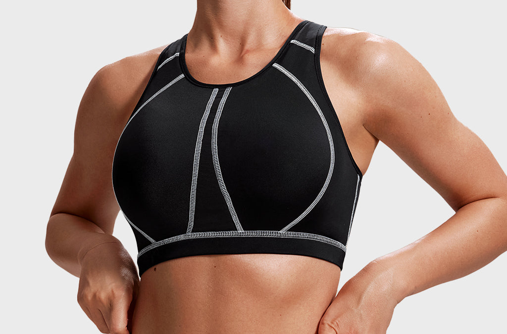 Women's High Neck Racerback Sports Bra Black