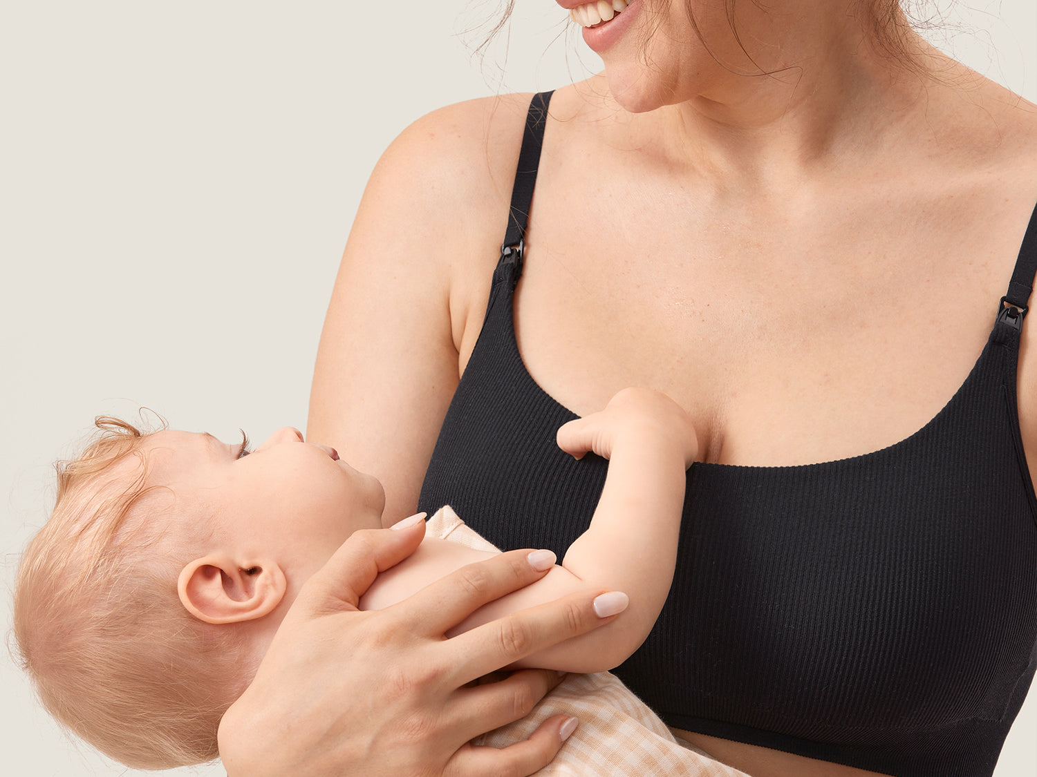 Women's Ribbed Scoop Nursing Bralette Gravel Beige