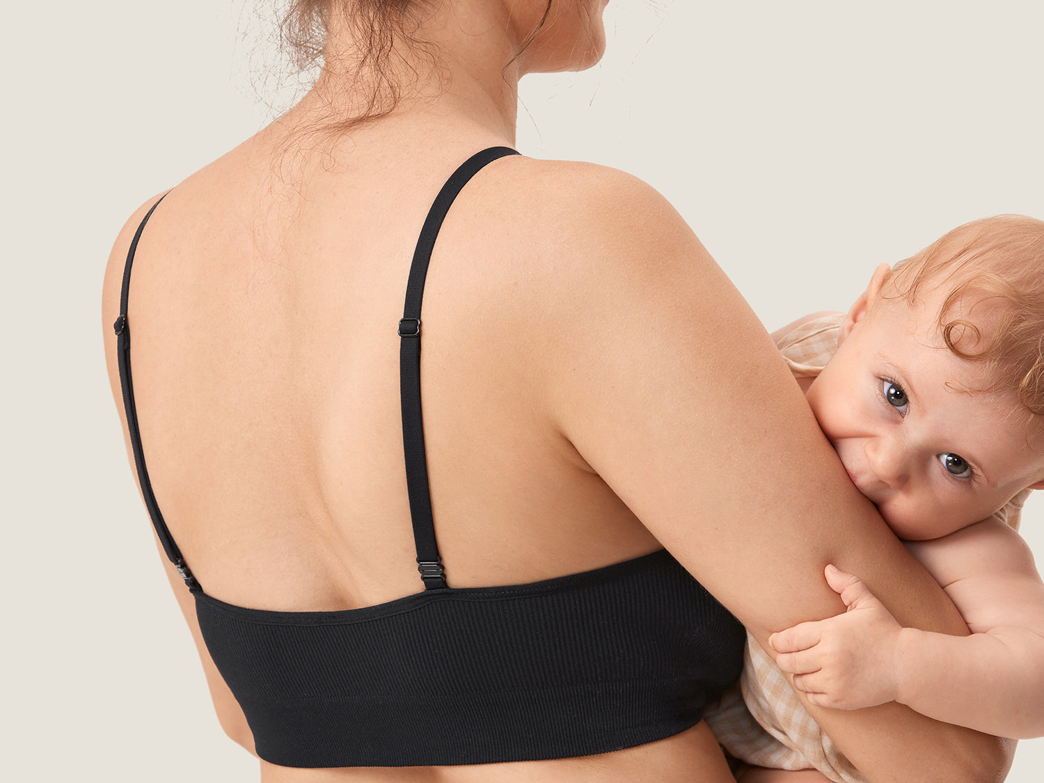 Women's Ribbed Scoop Nursing Bralette Gravel Beige