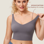 Women's V Neck Nursing Crop Tank Top Pure Blue
