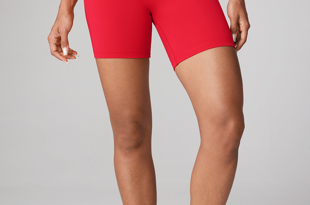 Women's Hugcurve No Front Seam Biker Shorts 6" Aurora Red