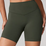 Women's Hugcurve No Front Seam Biker Shorts 6" Aspen Olive