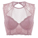 Women's Classic Lacy Mesh Bra Top Rose Brown @model_info:ES1