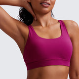 CRZ YOGA Women's Cross Back Sports Bra White Apricot