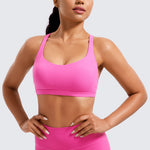 CRZ YOGA Women's Strappy Sports Bras Hibiscus Purple