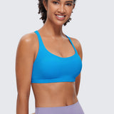 CRZ YOGA Women's Strappy Sports Bras Madagascar Blue