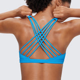 CRZ YOGA Women's Strappy Sports Bras Madagascar Blue