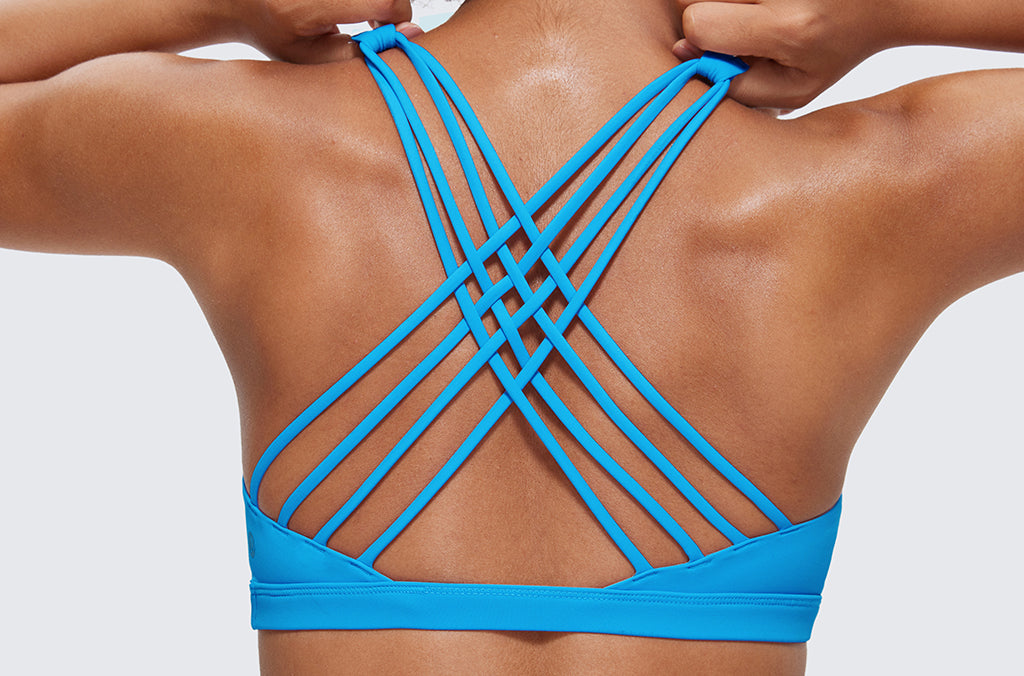 CRZ YOGA Women's Strappy Sports Bras Madagascar Blue