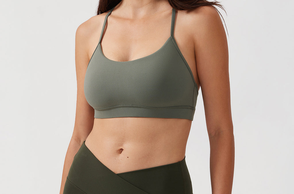CRZ YOGA Women's Y Back Sports Bra Taupe