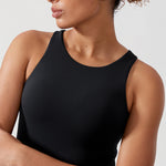 Women's Waist Length Racerback Tank Top Black