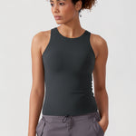 Women's Waist Length Racerback Tank Top Melanite