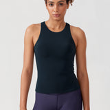 Women's Waist Length Racerback Tank Top Black