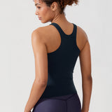 Women's Waist Length Racerback Tank Top Black