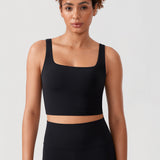 CRZ YOGA Women's Square Neck Longline Sports Bra Grape Thistle Purple