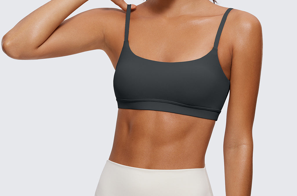 CRZ YOGA Women's Adjustable Spaghetti Straps Sports Bra Melanite