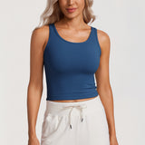 CRZ YOGA Women's Double Lined Tank Top French Navy