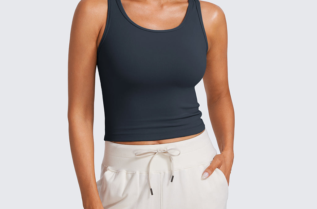 CRZ YOGA Women's Double Lined Tank Top Black