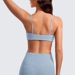 CRZ YOGA Women Butterluxe Square Neck Cami Padded Mini Bra White