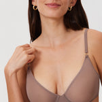 Women's Mesh Plunge Bra Brown Purple