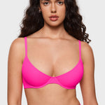 Women's Plunge Lightly Padded Demi Bra Rose Shocking