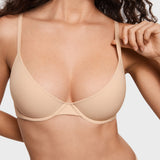Women's Plunge Lightly Padded Demi Bra Beige