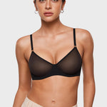 Women's Sheer Mesh Demi Bra Black