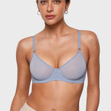Women's Sheer Mesh Demi Bra Moonlight Blue