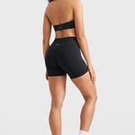INGIA Womens High Waist No Front Seam Scrunch Butt Biker Shorts 5'' V-Back Scrunch Booty Gym Workouts Americano