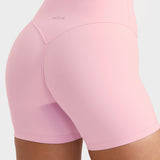 INGIA Womens High Waist No Front Seam Scrunch Butt Biker Shorts 5'' V-Back Scrunch Booty Gym Workouts Milk Pink