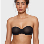 Women's Sheer Mesh Strapless Bra Black