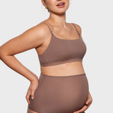 Women's Inbarely® Soft Three Layer Nursing Bralette - Scoop Neck Brown Purple @model_info:ES4