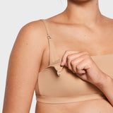 Women's Inbarely® Soft Three Layer Nursing Bralette - Scoop Neck Warm Beige @model_info:ES2