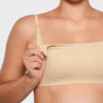 Women's Inbarely® Soft Three Layer Nursing Bralette - Scoop Neck Light Oatmeal @model_info:ES3