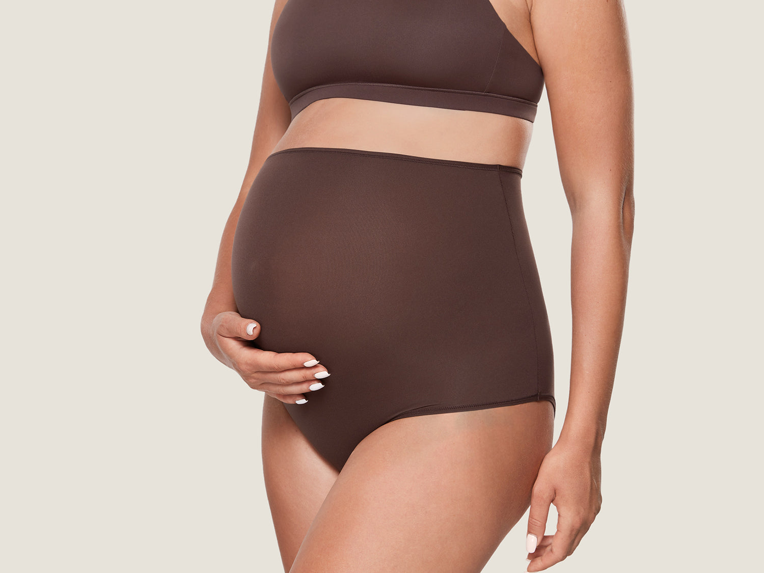 Women's High Waist Full Coverage Maternity Panties 2 Pack Hazelnut (2pack) @model_info:SHOPIFY1