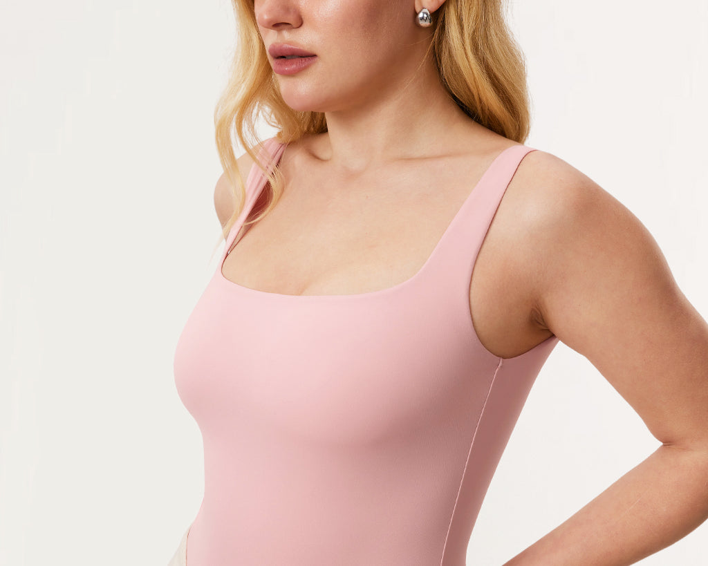 Women's Square Neck Bodysuit Rose Tan