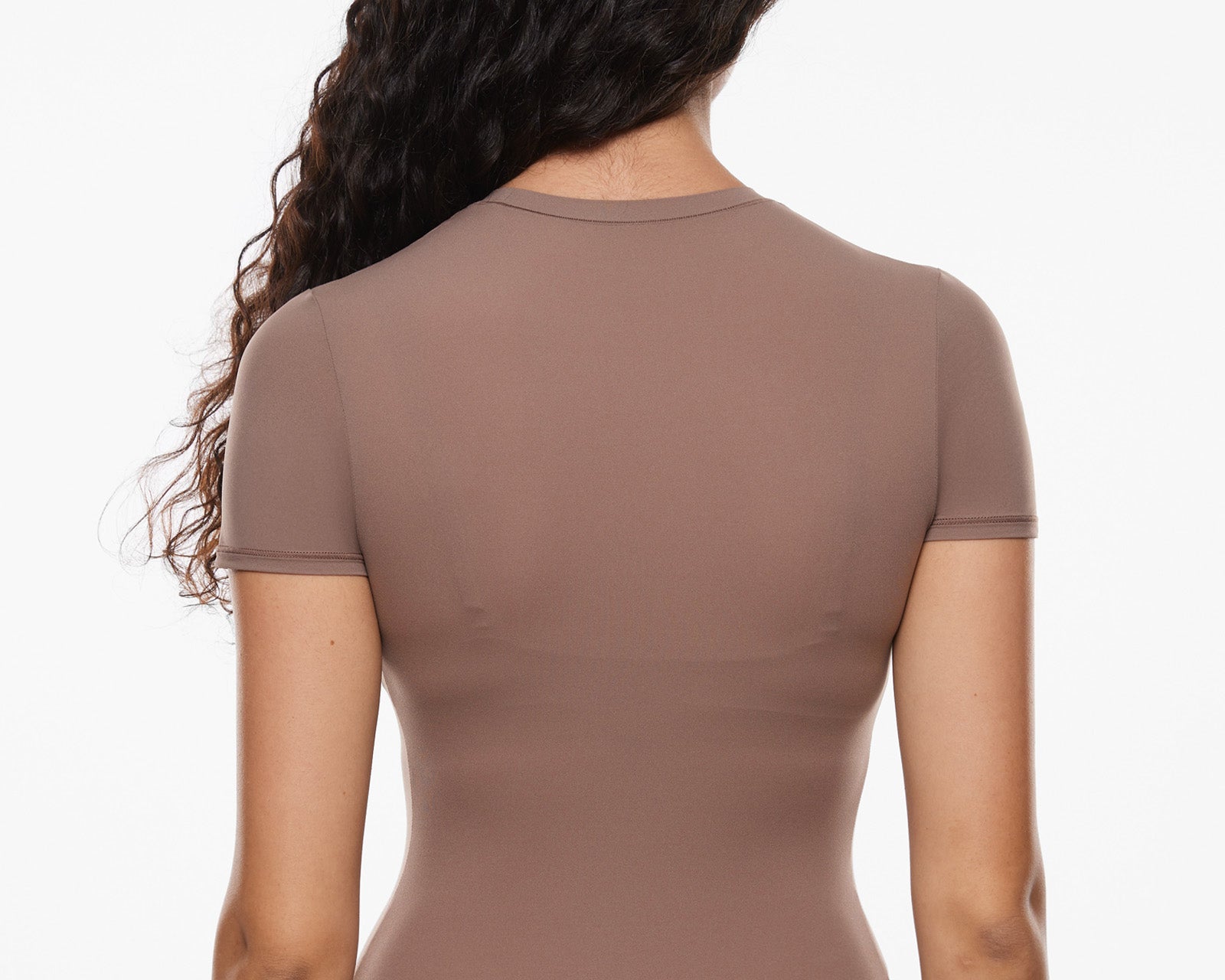 Women's Single Layer Basic Short Sleeve Top - Crew Neck Brown Purple