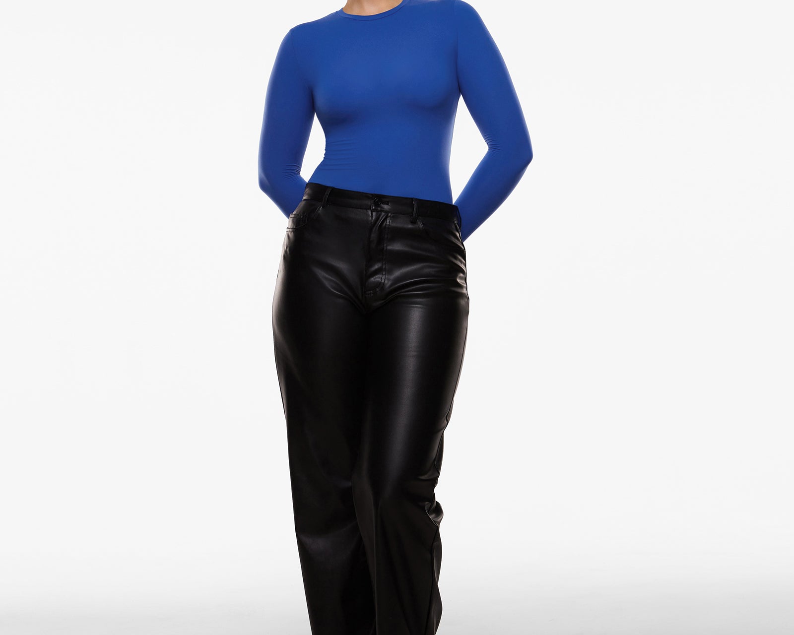 Women's Single-Layer Basic Long Sleeve Shirts Azure Blue