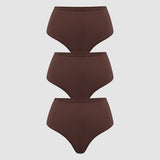Women's Cozy High Waisted Thongs 3 Pack Hazelnut (3pack)