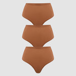 Women's Cozy High Waisted Thongs 3 Pack Bronze (3pack)
