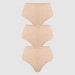 Women's Cozy High Waisted Thongs 3 Pack Wheat (3pack)
